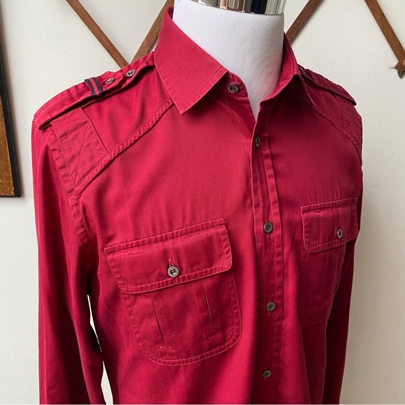 Gucci Military Web Trim Epaulette Button Down Shirt - Picture 11 of 16